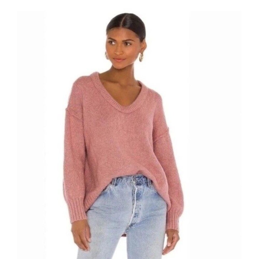 Free People Women's Brookside Tunic Chuncky Knit Pink Oversized Sweater Size S
